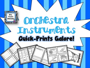 Preview of Orchestra Instruments Quick-Prints Galore (All four families on each sheet!)