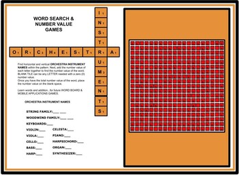 Preview of Orchestra Instruments TILE LETTER WORD SEARCH