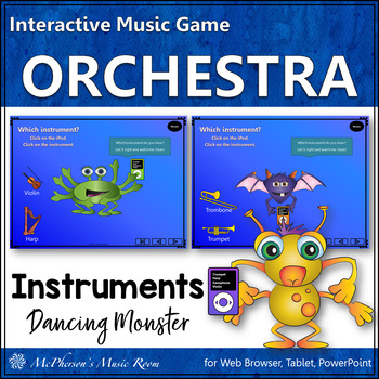 Preview of Orchestra Instruments Elementary Music Interactive Music Game {Dancing Monsters}