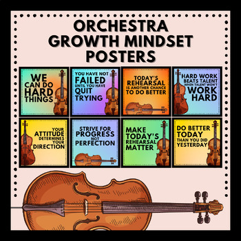 Preview of Orchestra Music Growth Mindset Posters Classroom Decor