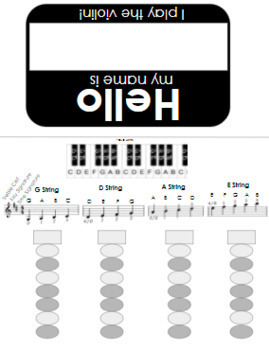 Preview of Orchestra Name Tag with Blank Fingering Chart