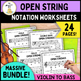 Orchestra Open String Note Reading Worksheets for Violin, 