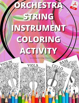Preview of Orchestra String Instrument Coloring Activities (Violin, Viola, Cello, Bass)