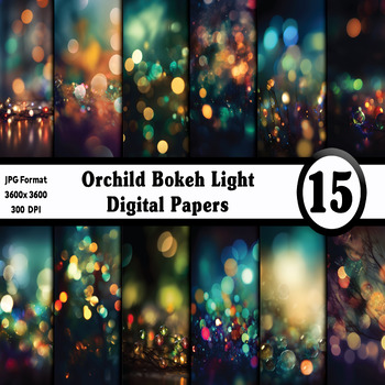 Preview of Orchid Bokeh Light Digital Paper Pack - 15 Different Backgrounds Clip Art