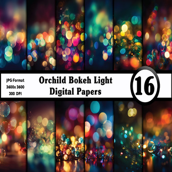 Preview of Orchid Bokeh Light Digital Paper Pack - 16 Different Backgrounds Clip Art