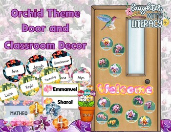 Preview of Orchid Decor and Labels | Spanish/English Bilingual Set & English Set | Editable