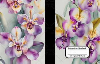 Preview of Orchid Flower Composition Notebook Cover For School,Home,Work, Clip Art