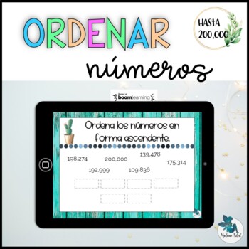 Preview of Ordenar números hasta 200,000 Boom cards Spanish distance learning