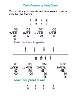 Order 4 or more Fractions by dividing by Ms Martins Stuff | TPT