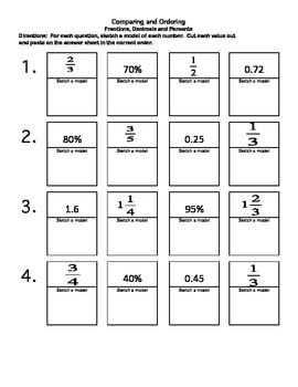 Preview of Order Fractions, Decimals and Percents: <a href=