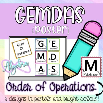 Preview of Order Of Operations Poster GEMDAS