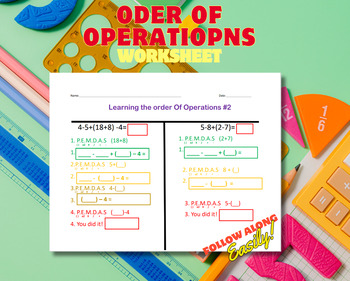 Preview of Order Of Operations Worksheet No exponents