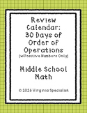 Order Of Operations with Positive Numbers Review Calendar