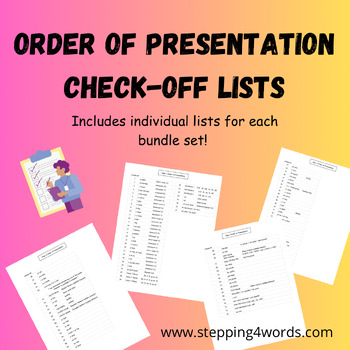 Preview of Order Of Presentation: S4W Lesson Order Lists