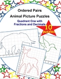 10 Ordered Pairs Mystery Puzzles (Quadrant 1: Animals w/ F