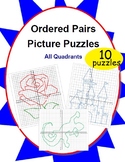 10 Ordered Pairs Mystery Picture Puzzles (All Quadrants)