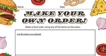 Preview of Order Up!: Adding and Subtracting Decimals with food
