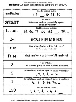 Factors and Multiples - Order Up! by Created by MrHughes | TPT