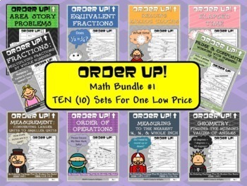 Preview of Math Bundle #1 | No Prep | Order Up! | 10 Sets