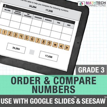Preview of Order and Compare Numbers 3rd Grade Review Test Prep Activity | Google Slides