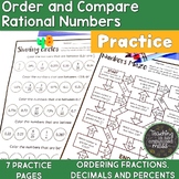 Order and Compare Rational Number Practice -- Positive and