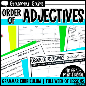 Preview of Order of Adjectives Anchor Charts, Worksheets, & Activities 