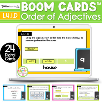 Preview of Order of Adjectives BOOM Cards – Digital Task Cards L.4.1.D