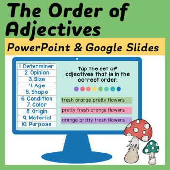 Preview of Order of Adjectives PowerPoint and Google Slides Lessons