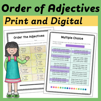 Preview of Order of Adjectives Worksheets and Activities Print and Digital