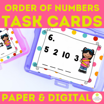 Preview of Order of Numbers  Number Sense Task Cards FREE Kindergarten Math Review