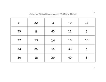 Preview of Order of Operation Game -- Match 25