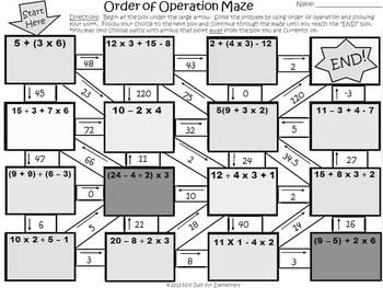 Order of Operation Maze (without Exponents) by Fun's Not Just for