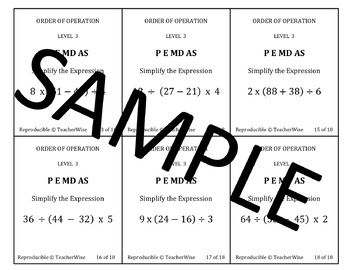 Preview of Order of Operation Task Cards Level 3 (P) Parenthesis (MD) Multiply & Divide