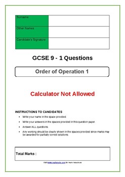 Preview of Order of Operations 1