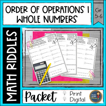 Preview of Order of Operations 1 Math Riddles Worksheets - No Prep - Print and Digital