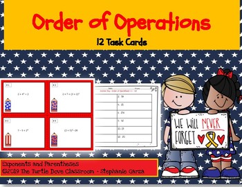 Preview of Order of Operations 12 Task Cards Print and Teach!