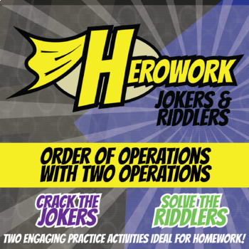 Preview of Order of Operations 2 Ops Printable Activities - Herowork Worksheets