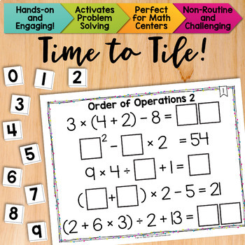 Preview of Order of Operations 2 [With Exponents] Math Centers Math Tiles