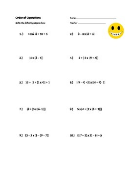 5th Grade: Order of Operations by Peach State Printables | TpT