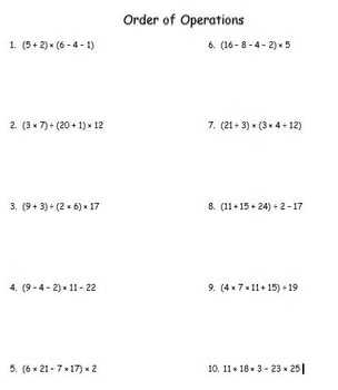 homework help with order of operations