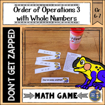 Preview of Order of Operations 3 Whole Numbers Don't Get ZAPPED Partner Math Game Review