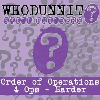 Preview of Order of Operations (4 Ops HARDER) Whodunnit Activity - Printable & Digital Game