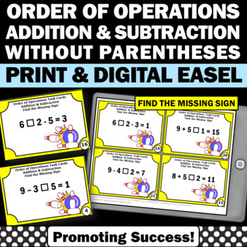 Preview of Order of Operations Activity Game Task Cards Addition Subtraction No Parenthesis