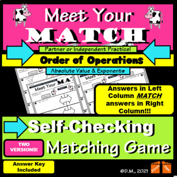 Preview of Order of Operations, Absolute Value & Exponents,  rational numbers game