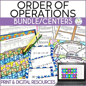Preview of Order of Operations Activities Math Centers Print and Digital Resources
