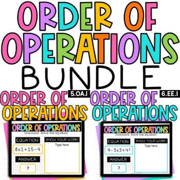 Preview of Order of Operations Activity PEMDAS Practice Bundle for Google Slides™