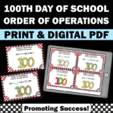 Order of Operations Activity Missing Numbers to 100 Days o