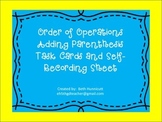 Order of Operations Adding Parenthesis Task Cards