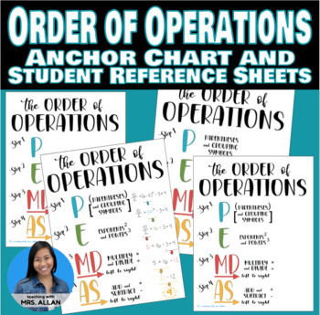 Preview of Order of Operations Anchor Chart and Student Reference Sheets