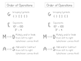 Order of Operations Anchor Chart for Interactive Notebook